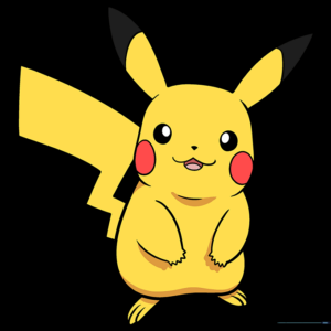 Pikachu character drawing with signature pointed ears and rosy cheeks
