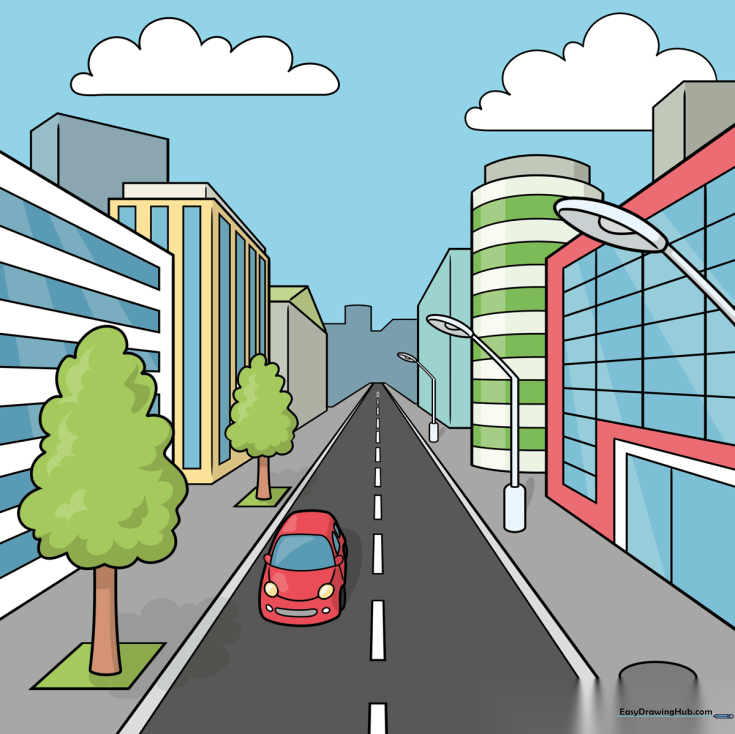 One-Point Perspective Street
