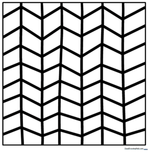 Black and white geometric 3D line art pattern featuring curved shapes for children to color and shade.