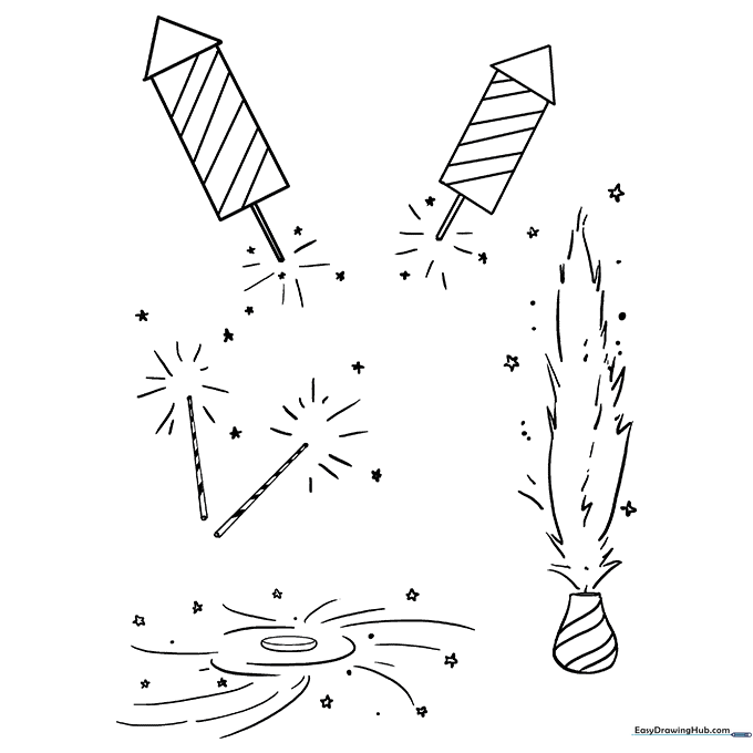 Fireworks Coloring Sheet