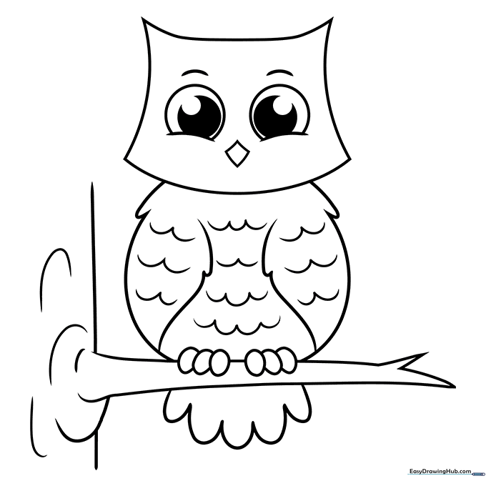 Easy Cartoon Owl Coloring Sheet