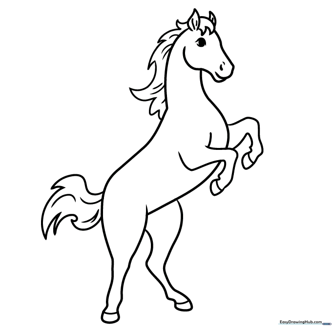 Horse Rearing Coloring Sheet
