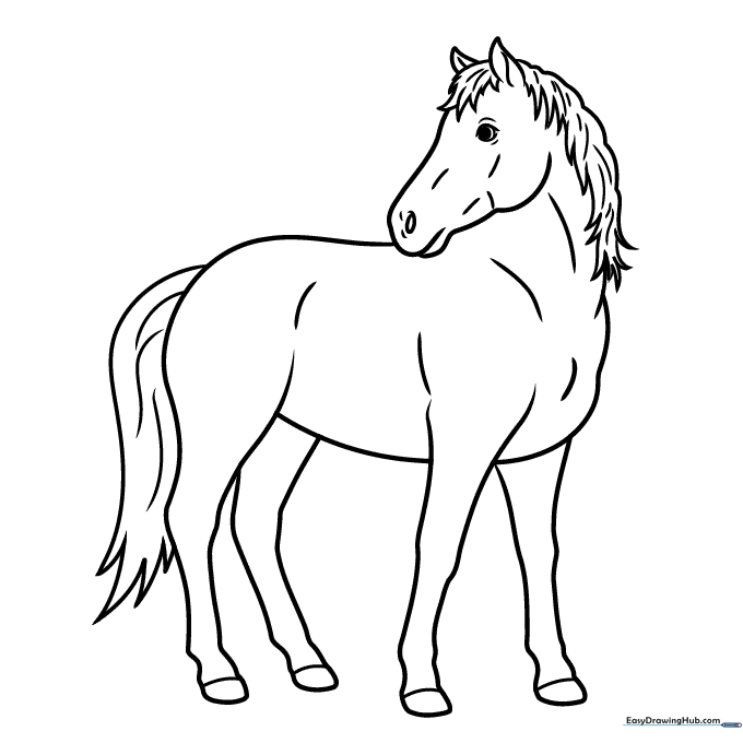 Easy Realistic Horse Coloring Sheet
