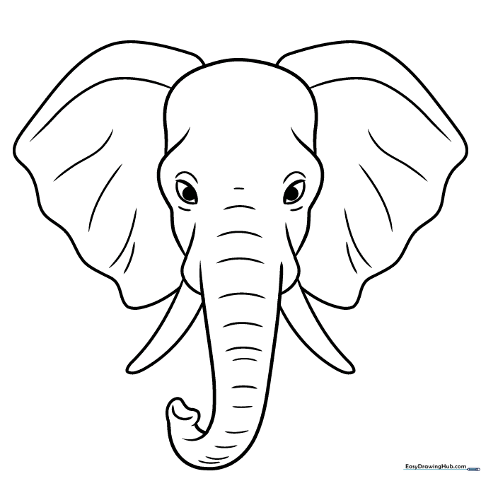 Easy Elephant Head and Face Coloring Sheet