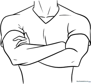 Black and white line art of anime-style arms with defined muscle structure, ready for coloring and shading practice.