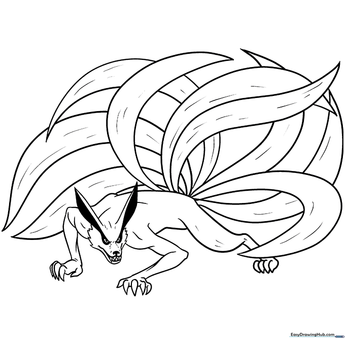 Nine-Tailed Fox Coloring Sheet