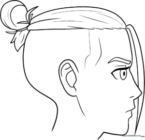 Black and white line art of a spiky anime male hairstyle, featuring clear outlines for easy coloring and shading practice.