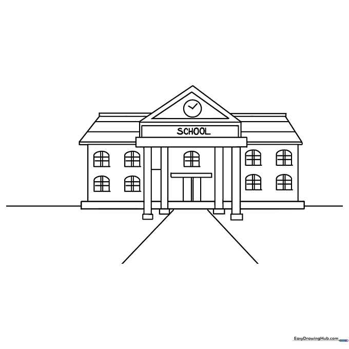School Building Coloring Sheet