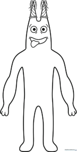 Black and white line art of Banban from Garten of Banban, featuring his signature horns and friendly expression, ready for coloring.
