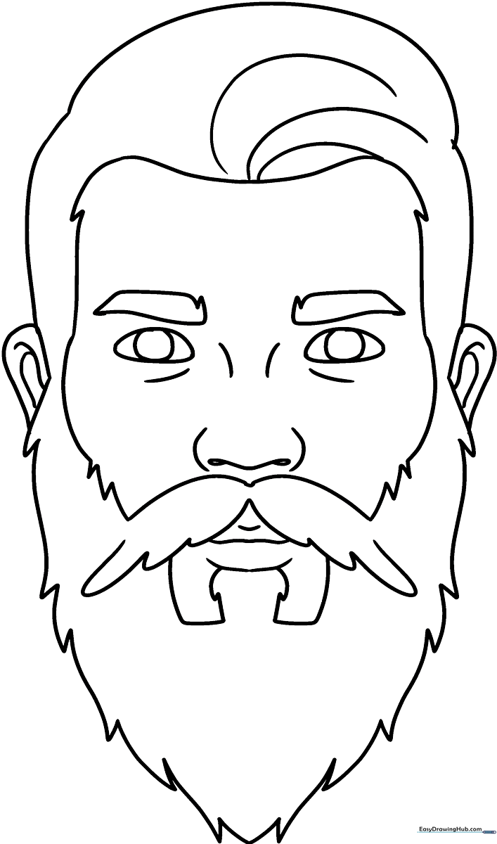 Black and white line art of a stylized beard, featuring clear outlines for easy coloring and texture practice.