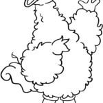 Black and white line art of Big Bird from Sesame Street, featuring clear outlines for easy coloring by children.