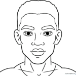 Detailed line art of a man's face with clear facial features, designed for coloring and portrait practice.