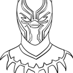 Black Panther character outline featuring bold lines for easy coloring, perfect for developing fine motor skills in young artists.