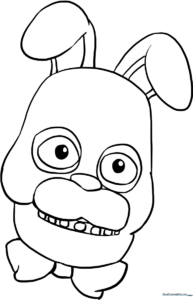 Black and white line art of Bonnie from Five Nights at Freddy's, featuring clear outlines for easy coloring by children.