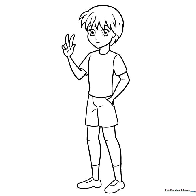 Anime Boy Full Body Coloring Page