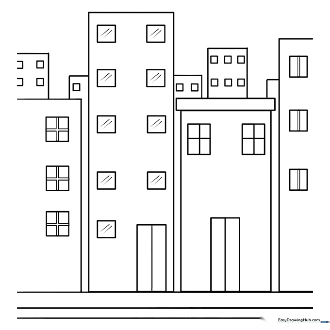 Simple City Street Coloring Sheet