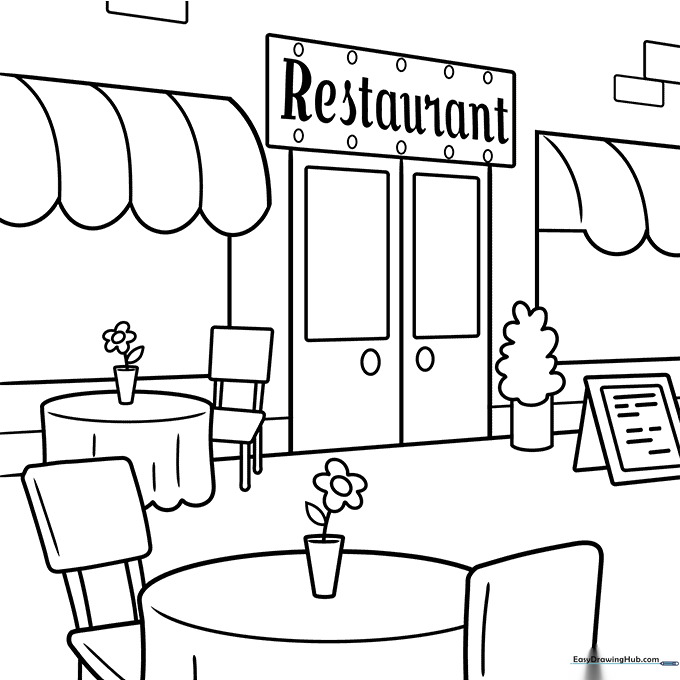 Outdoor Restaurant Coloring Page