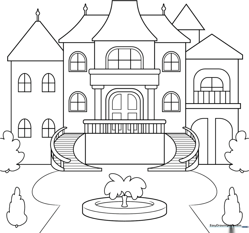 Grand Mansion Coloring Page
