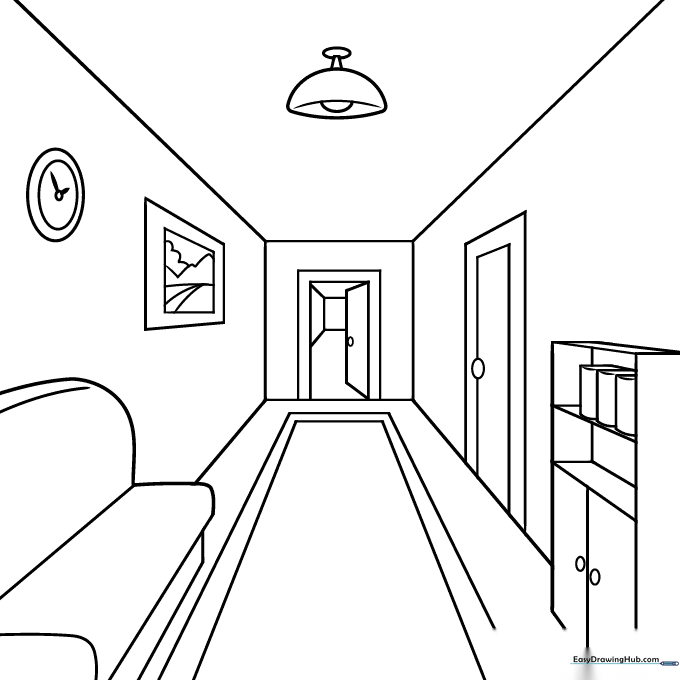 Perspective Hallway Coloring Page