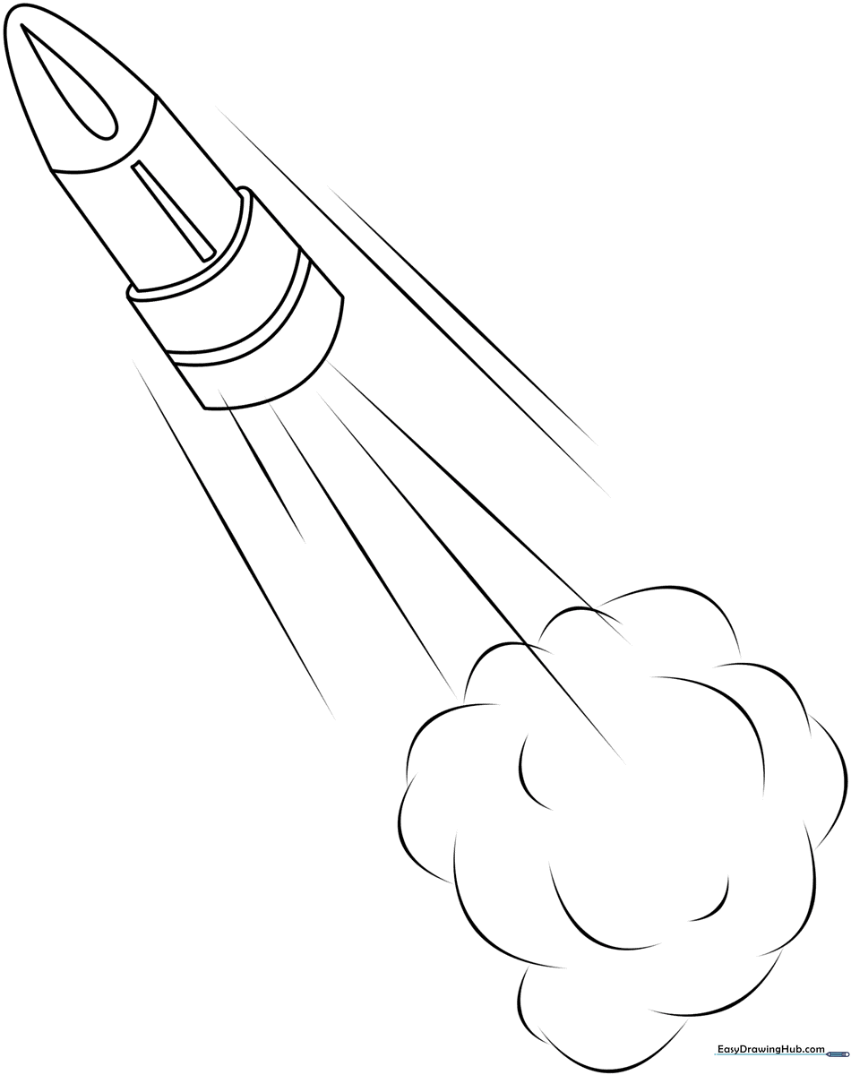 Clean, bold line art of a bullet on a white background, designed for children to color with metallic or primary shades.