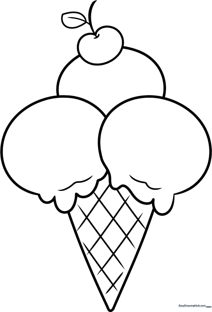 Easy Cartoon Ice Cream Cone Coloring Sheet