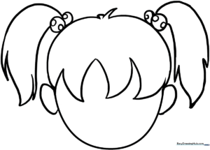 Black and white line art of various cartoon hairstyles including spiky, wavy, and layered cuts, designed for children to color.