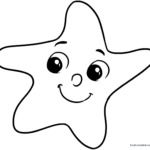 A friendly cartoon star with a smiling face and thick, easy-to-color outlines, perfect for young children practicing coloring skills.