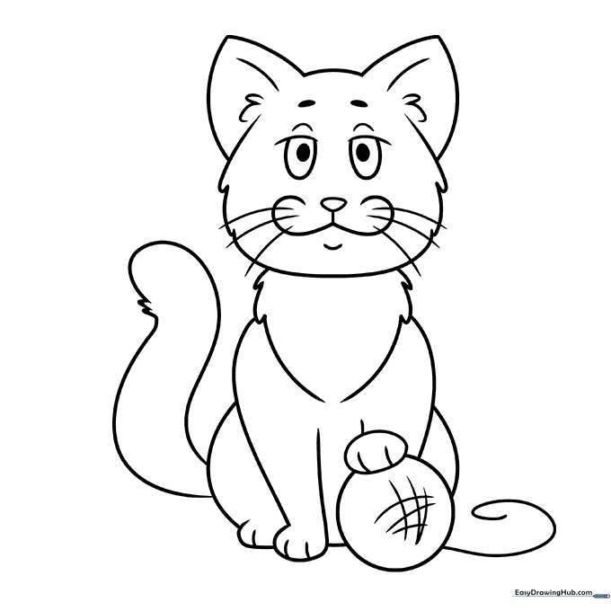 Sitting Cartoon Cat Coloring Sheet
