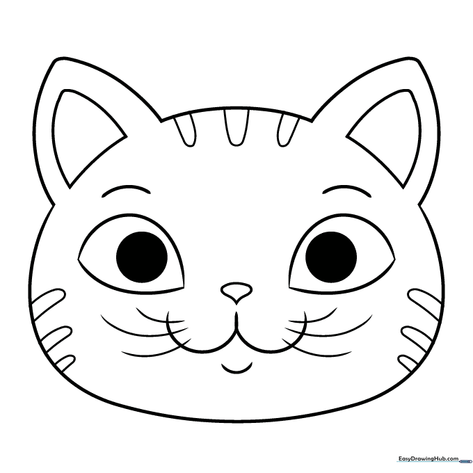 Easy Cat Face Coloring Sheet