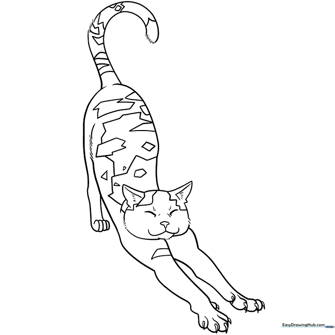 Calico Cat Stretching Coloring Sheet