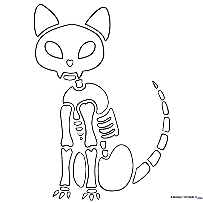 Cat Skeleton Coloring Sheet