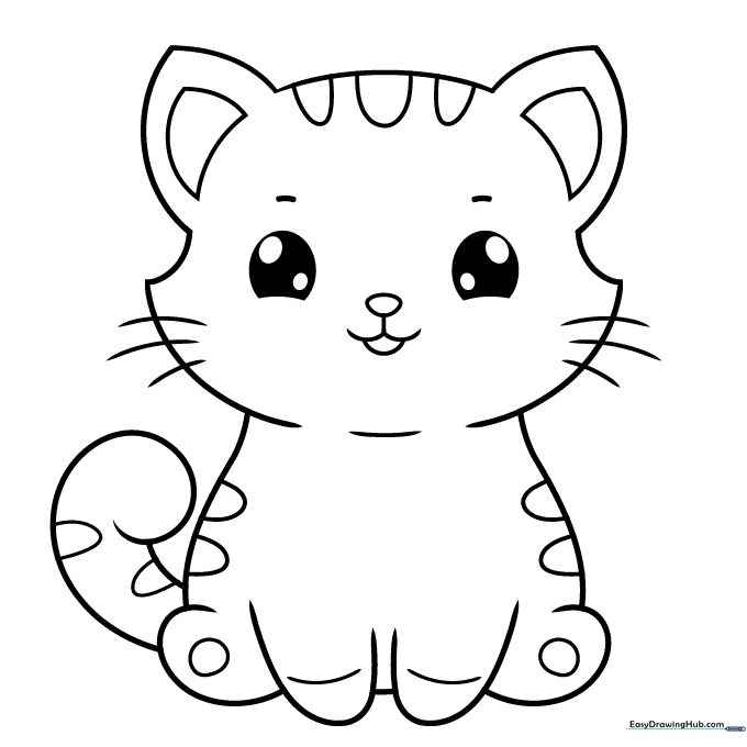 Cute Cartoon Cat Coloring Sheet