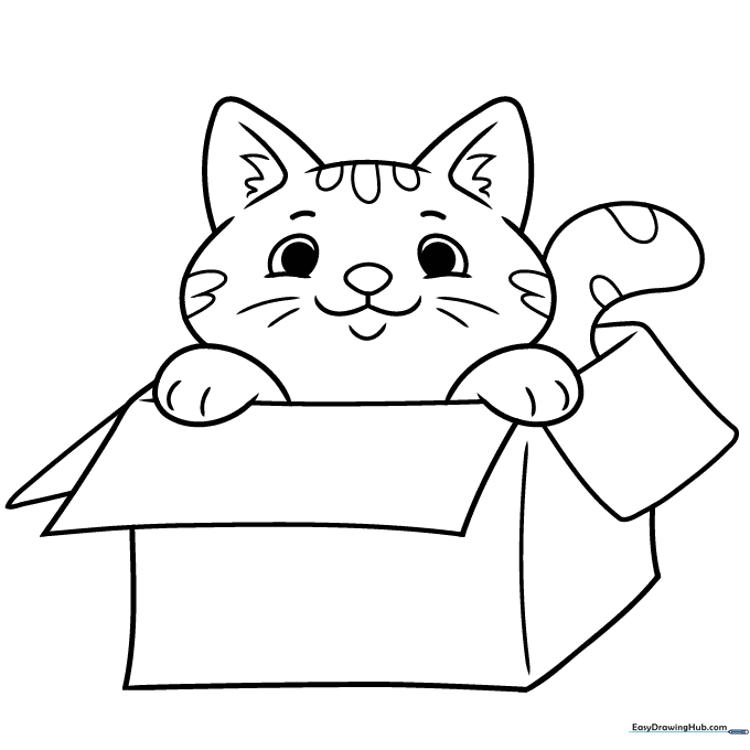 Funny Cat in a Box Coloring Sheet