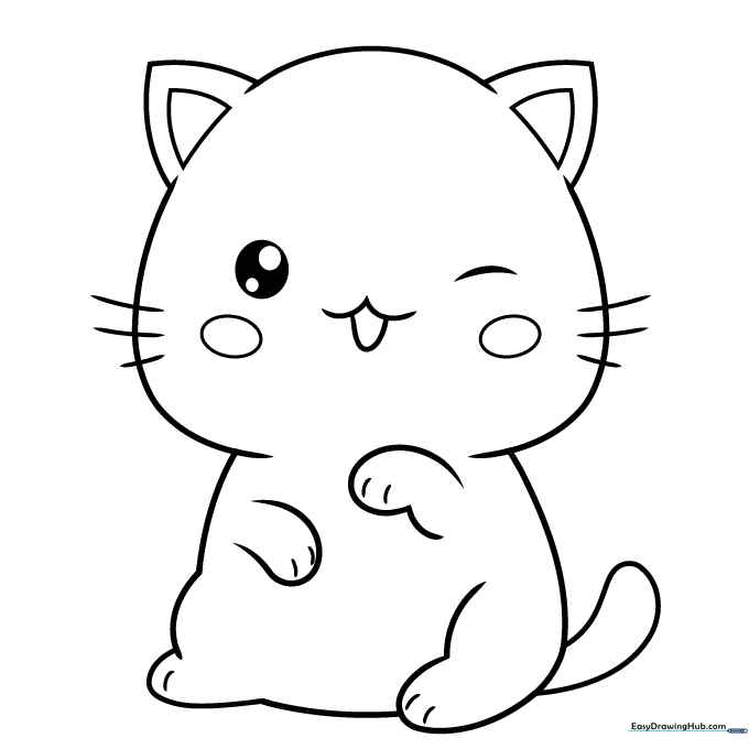 Kawaii Cat Coloring Sheet