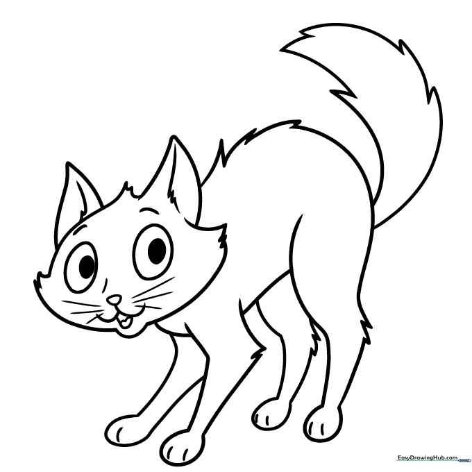 Scared Cat Coloring Sheet