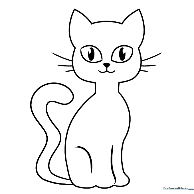 Easy Black Cat Coloring Sheet