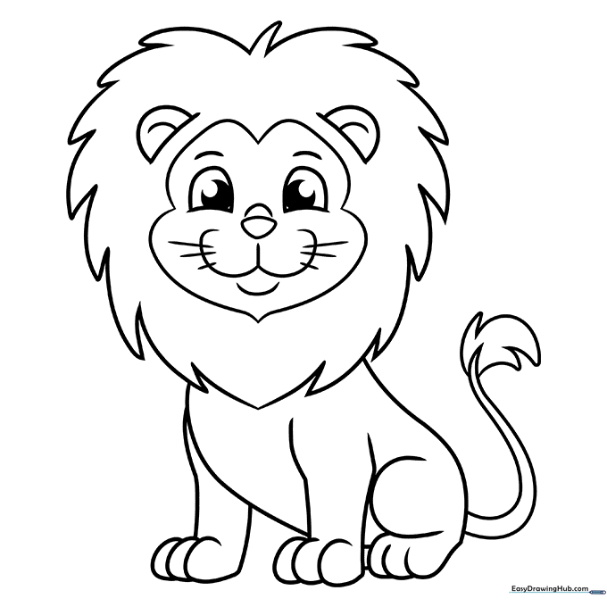 Easy Cartoon Lion Coloring Sheet