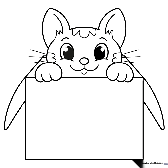 Cat in a Box Coloring Sheet