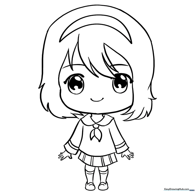 Anime Chibi Girl Coloring Sheet