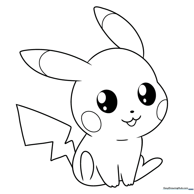 Cute Chibi Pikachu Pokémon Coloring Sheet