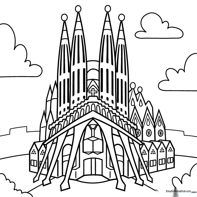 Sagrada Familia Church Coloring Sheet