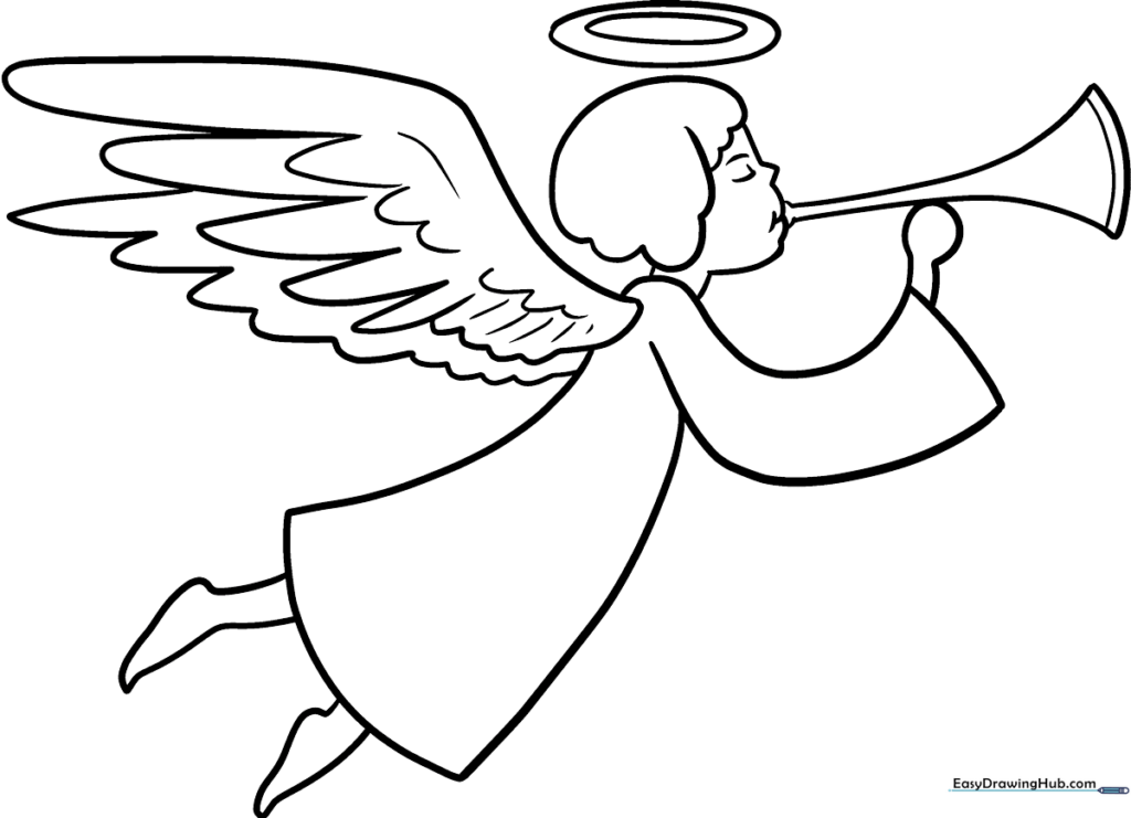 Easy Flying Angel Coloring Sheet
