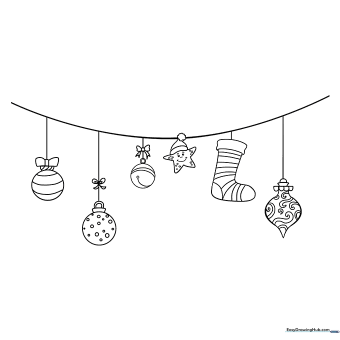 Christmas Ornaments Coloring Sheet