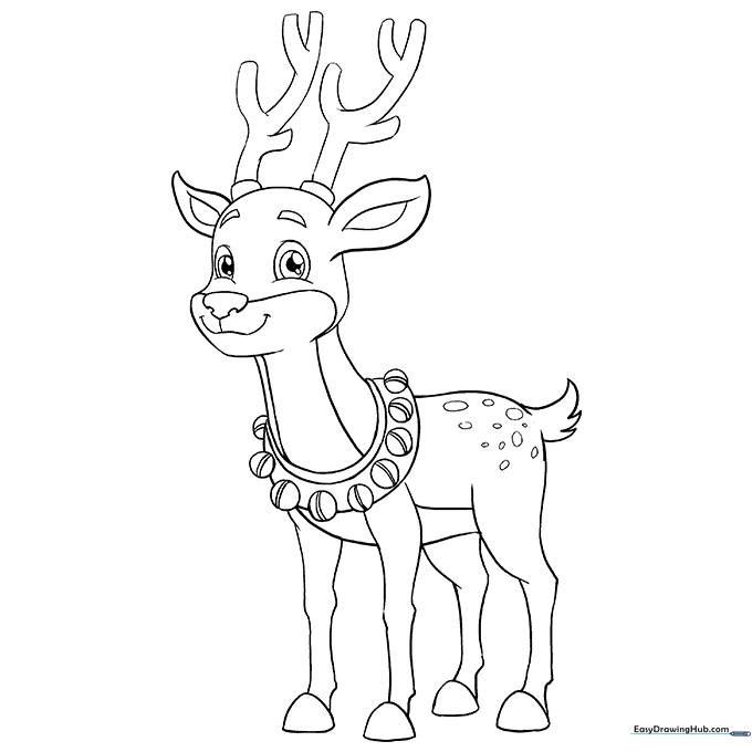 Cartoon Reindeer Coloring Page