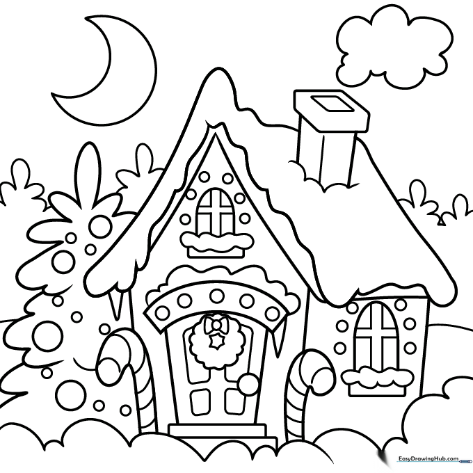 Christmas House Coloring Page