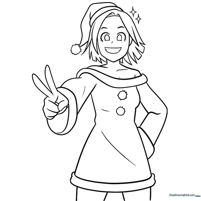 Christmas Anime Girl Coloring Page