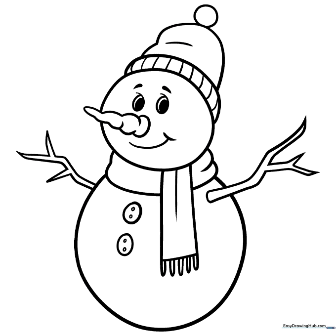 Easy Cartoon Snowman Coloring Page
