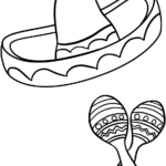 Detailed Cinco de Mayo themed coloring sheet featuring festive cultural icons with clean, bold outlines for easy coloring by children.