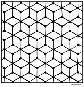 Intricate geometric pattern composed of interlocking triangles, designed for educational coloring practice.