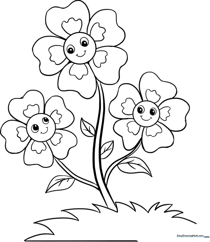 Happy Cartoon Flowers
